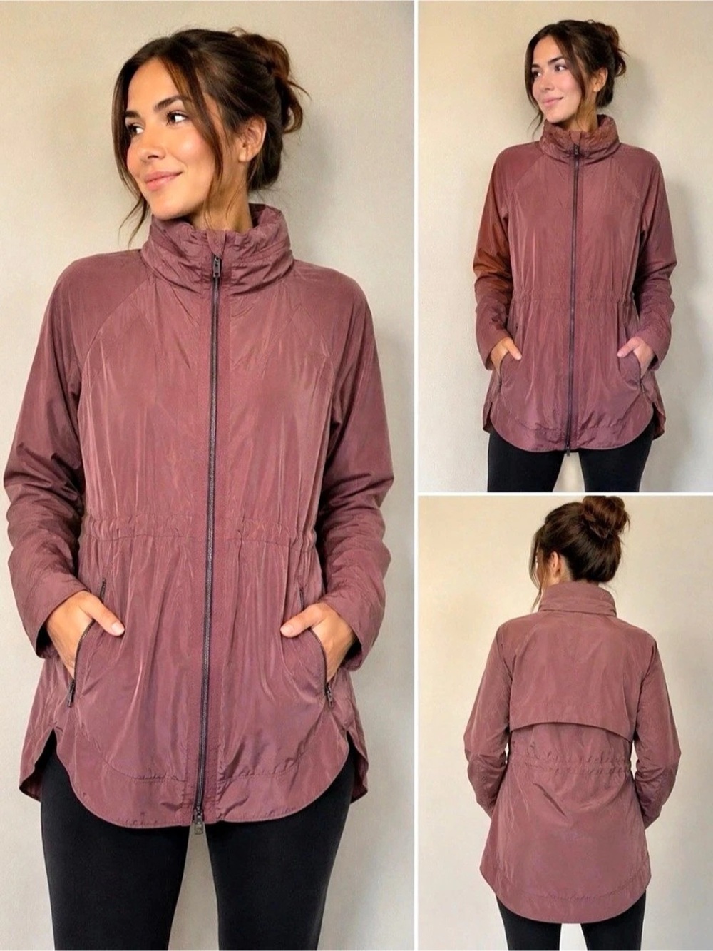 Athleta Drip Drop Rain Jacket in Dusty Pink size Small